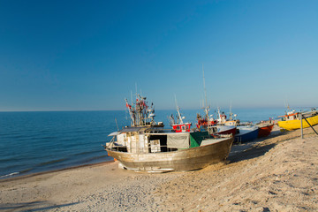 Naklejka na ściany i meble Port rybacki nad morzem bałtyckim - Chłopy