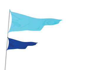 Big and small blue triangle flag. vector illustration