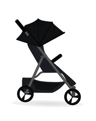 Black baby stroller. vector illustration