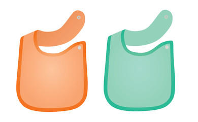 Orange and blue  baby apron set. vector illustration