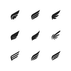 Fototapeta premium Set of Template Birds Arms. Vector Sign for Tattoos, Logos, Labels and Icons. Decorative Isolated Wings.