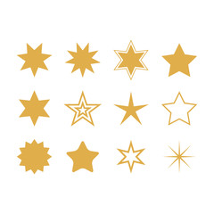 Set of shiny star icons in different style