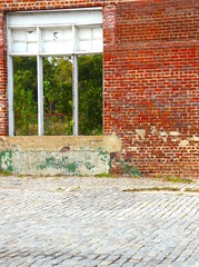 Bricks and Cobblestones in Wall Ruin Scene