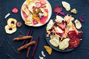 Healthy organic homemade fruit and vegetable chips