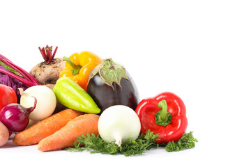 Composition with ripe vegetables isolated. Good harvest