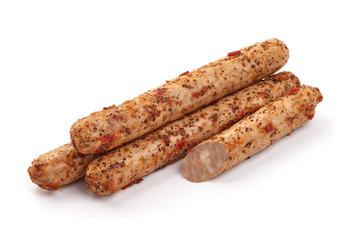 BBQ Chicken Spicy Sausages, isolated on white background