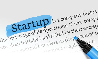 Startup Highlighted blue white background