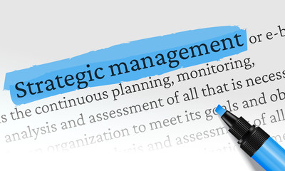 Strategic Management Highlighted blue white background