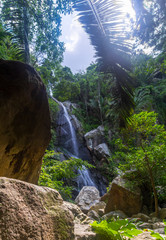 September 21,2019:Puerto Vallarta ,Waterfall in Yelapa,tropical beach in Yelapa, Puerto Vallarta, Mexico.
