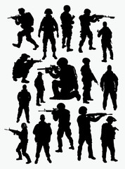 vector silhouettes of soldiers