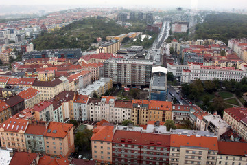 Fototapeta na wymiar View on Prague roofs from above