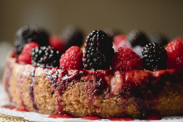 gram cracker crust  cheesecake with berries  