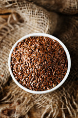 flax seed in white bowl