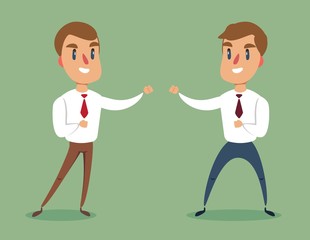 Obraz premium Businessman fighting against another businessman. Business competition concept. Stock flat vector illustration.
