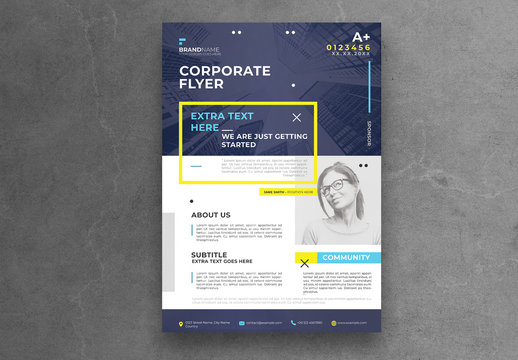 Minimal Business Flyer Layout with Blue Header