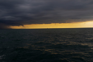 Panoramic view of the malecon, beautiful sunset on the beaches of Puerto Vallarta Jalisco in Mexico