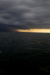 Panoramic view of the malecon, beautiful sunset on the beaches of Puerto Vallarta Jalisco in Mexico