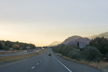 road trip, mountain range around kamloops, Canada in fall