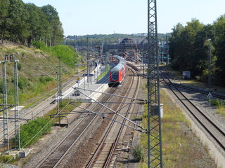 Naklejka premium Bahnhof Stolberg Rhld. bald ein grosser Railport im Dreländereck Deutschland - Belgien - Niederlande