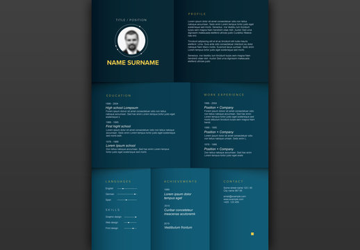 Dark Blue Resume Layout