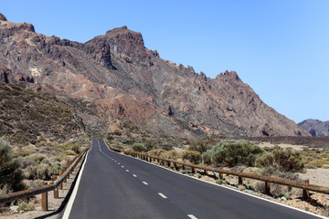mountain road in Teide National Park. Tenerife island