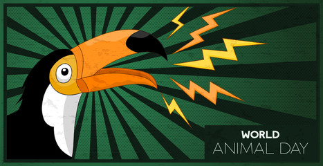World animal day concept of wild toucan bird