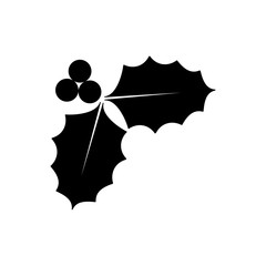 Icono plano hojas de acebo en color negro