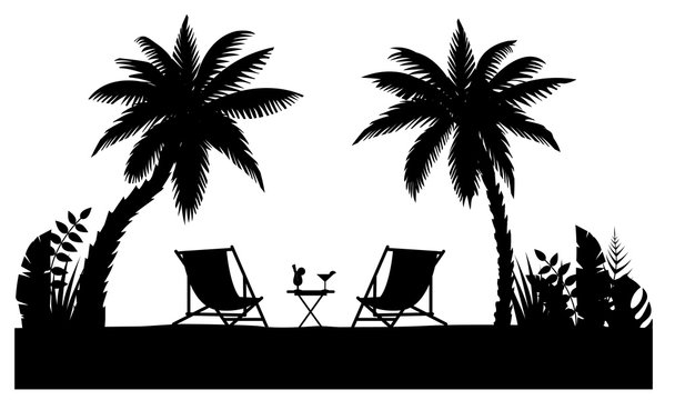 Vector Beach Landscape Silhouette