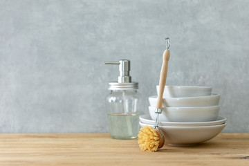 Zero waste home kitchen cleaning concept
