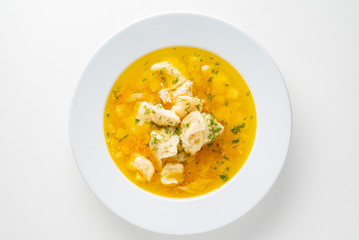 fish soup on the white background