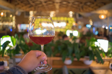 Wine glass in a luxury bar