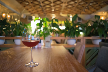 Wine glass in a luxury bar