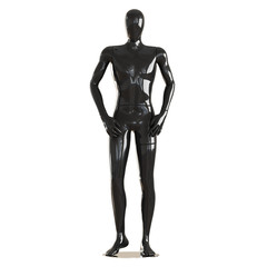 Black faceless guy mannequin standing in a normal pose. Isolated on a white background. 3D rendering