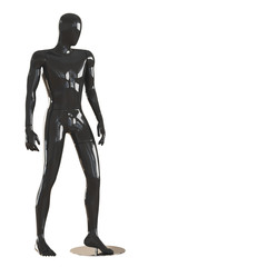 Obraz premium A black faceless mannequin guy stands with his side turned with his foot forward. 3D rendering