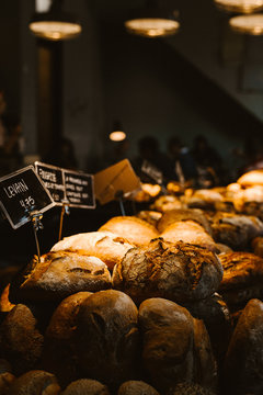 Fresh breads in a bakery