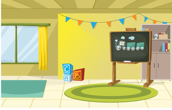 Cartoon Kids Playroom Vector Illustration