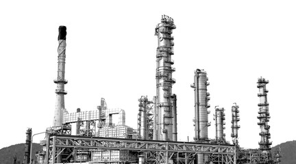 Oil and gas industry,refinery factory,petrochemical plant area at white background.