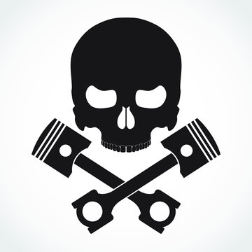 skull with crossed pistons