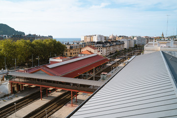Fototapeta na wymiar Train station on a sunny day in San Sebastian