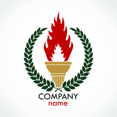 laurel wreath with torch color logo