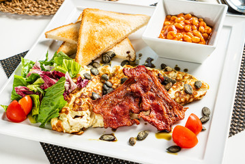 traditional breakfast in the cafe