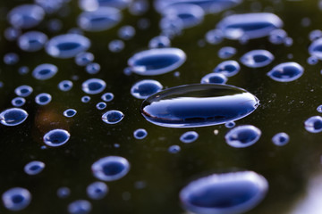 water drops on a glass surface