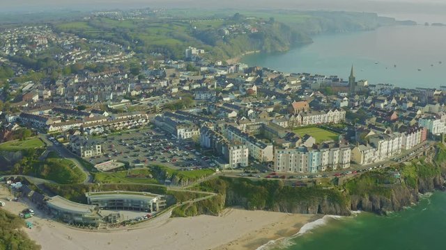 beautiful view overlooking tenby bay, south wales, uk