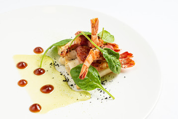 seafood plate on the white background