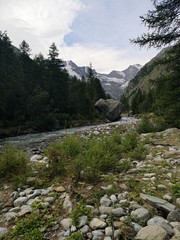 Fototapeta na wymiar Alpine valley landscape - Grand Paradiso mountains , Valnontey, Aosta Valley, Italy