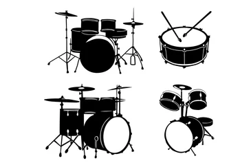 Fotobehang Vector Drums Silhouettes Set © GraphicMama