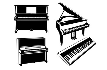 Vector Piano Silhouettes Set
