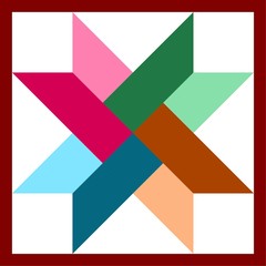 Barn quilt pattern, Patchwork design, Abstract geometric tiled trail Vector illustration
