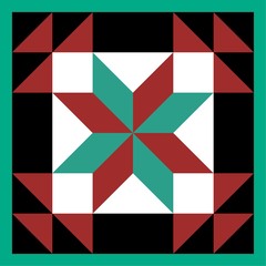 Barn quilt pattern, Patchwork design, Abstract geometric tiled trail Vector illustration
