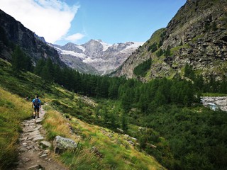 Fototapeta na wymiar Alpine landscape - Grand Paradiso mountains , Valnontey, Aosta Valley, Italy
